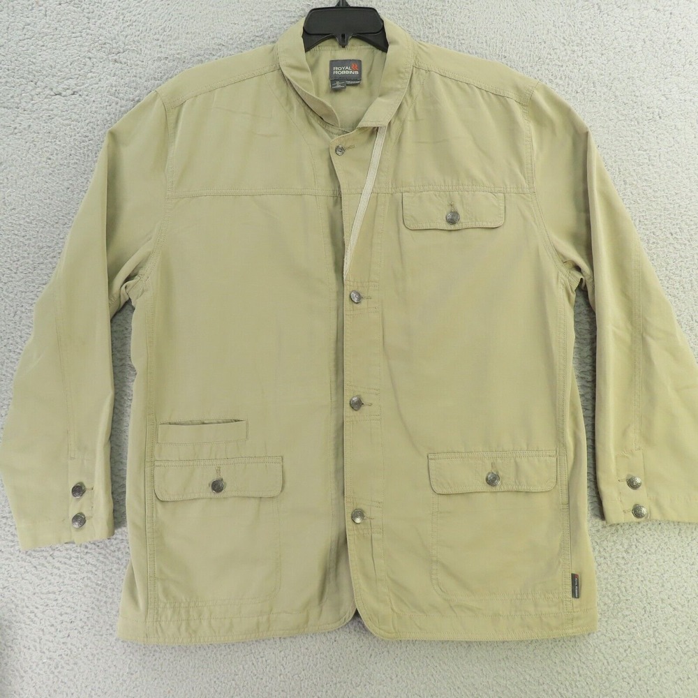 Royal Robbins Jacket Mens XL Brown Canvas Shacket Lined Buttons Pockets - Picture 1 of 11